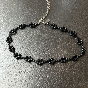 Beaded black daisy chain choker 10 inches  - adjustable to 14 inches